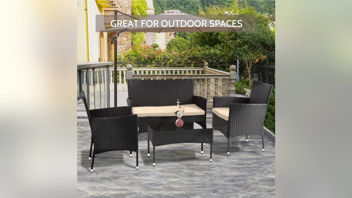 Relax in style with this patio set.