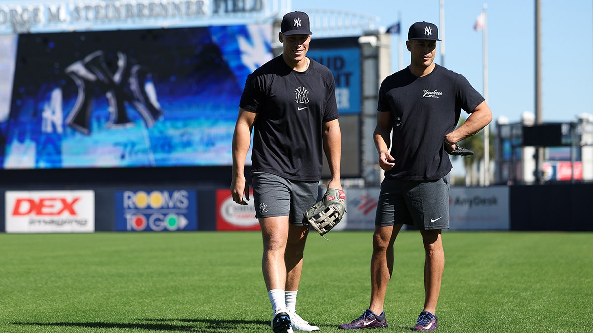 Aaron Judge and Giancarlo Stanton on field