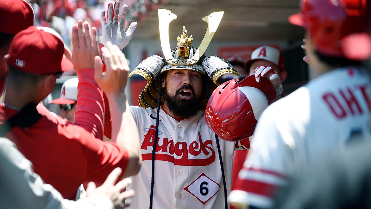 Anthony Rendon with a viking helmet