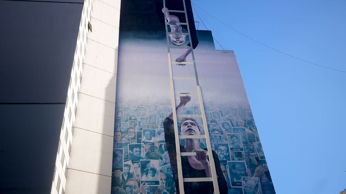 The mural on the AMIA Jewish center in Buenos Aires, Argentina