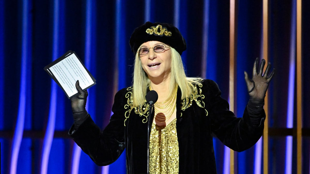 Barbra Streisand standing at podium for SAG Awards