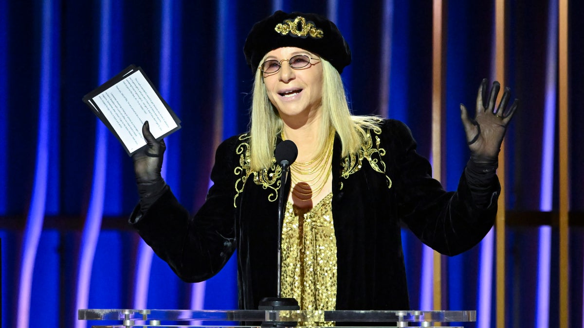 Barbra Streisand standing at podium for SAG Awards