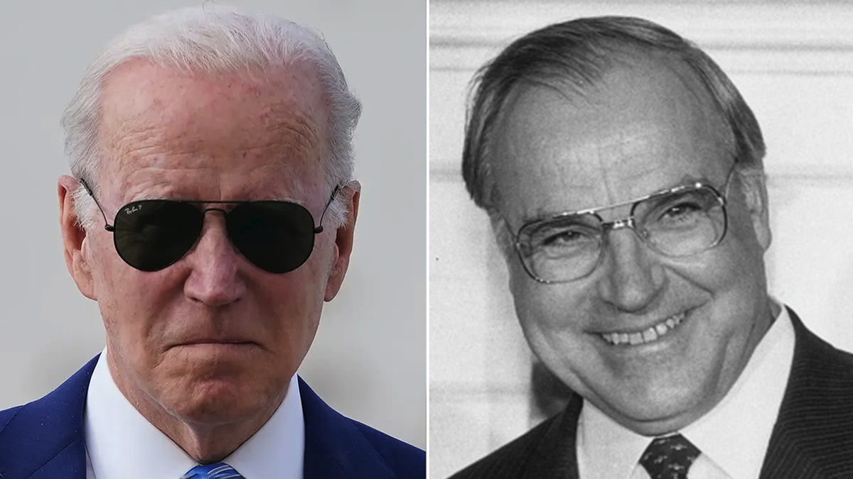 President Joe Biden and Helmut Kohl split image