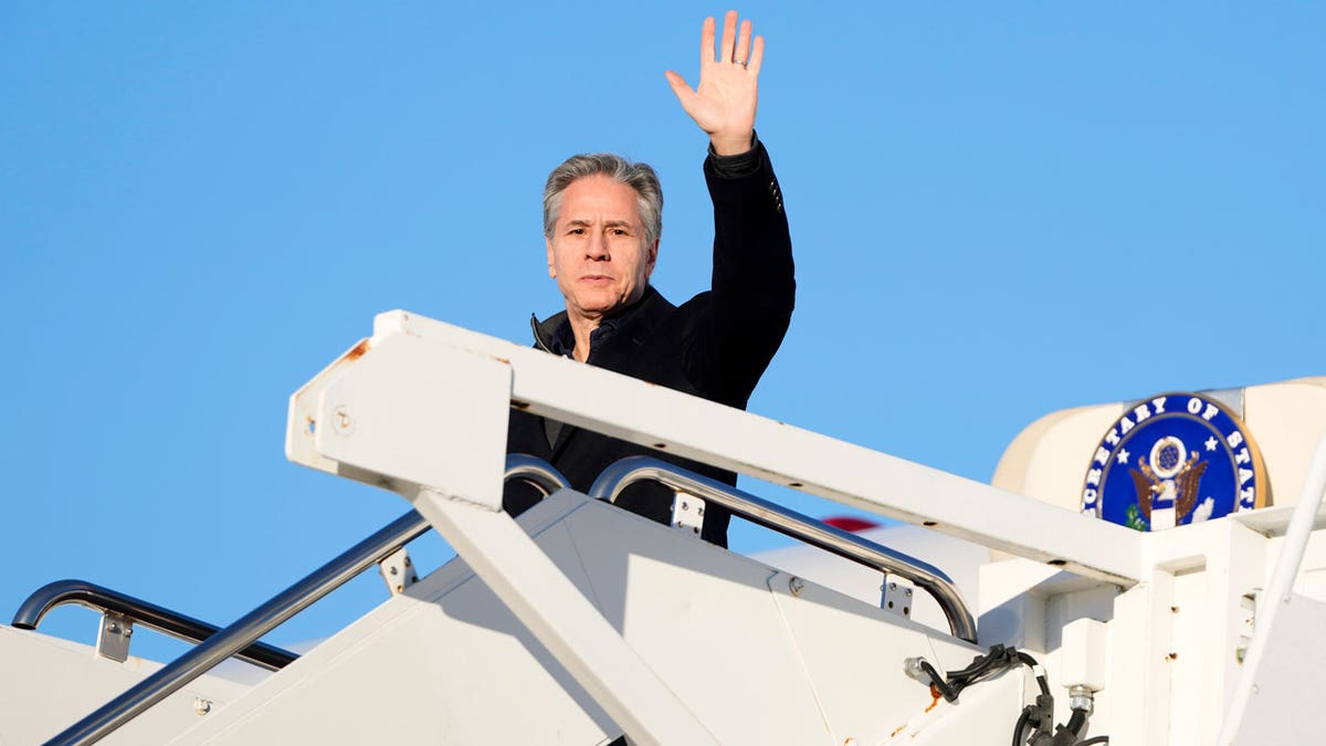 U.S. Secretary of State Antony Blinken boards a plane