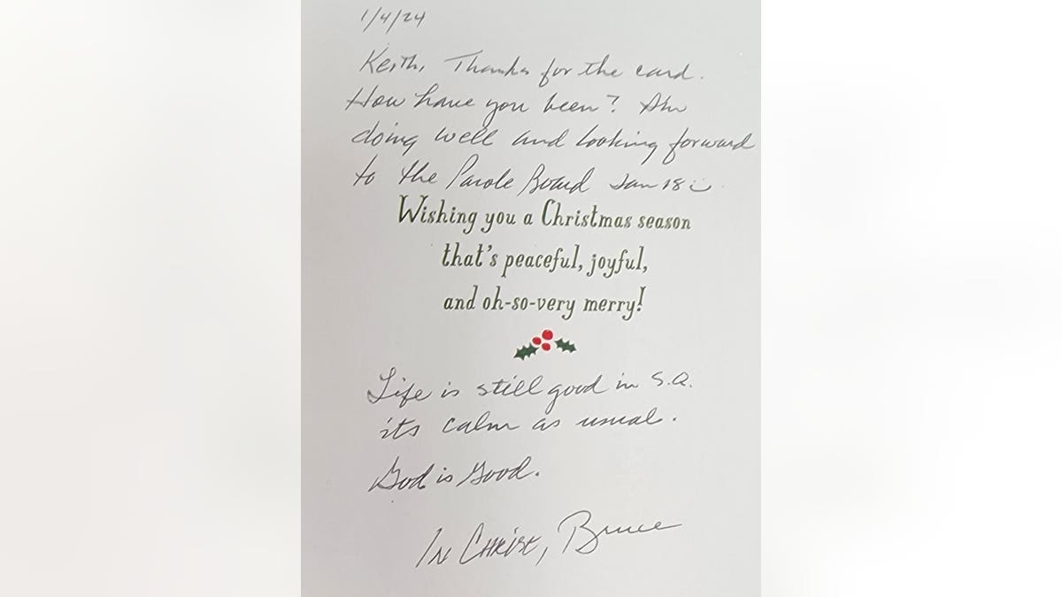 Bruce Davis Christmas Card to Keith Rovere