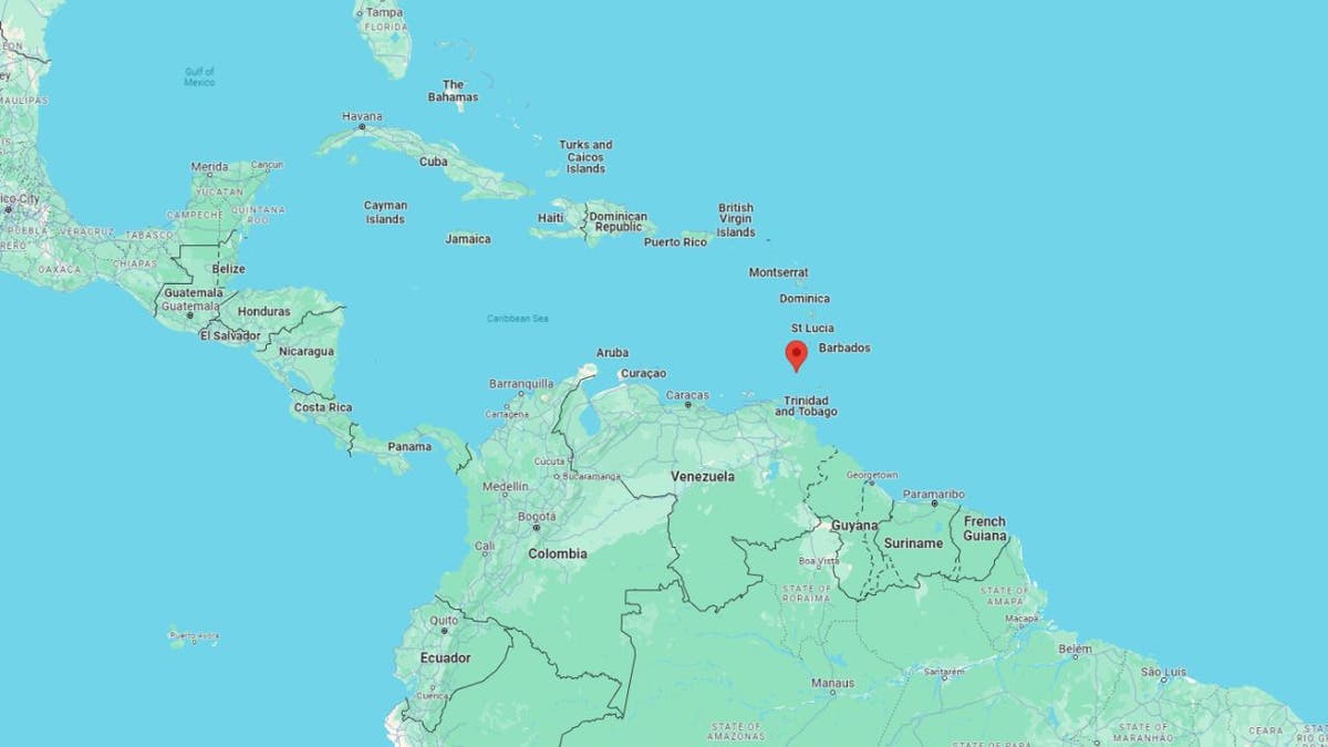 A Google Maps image pinpointing Grenada