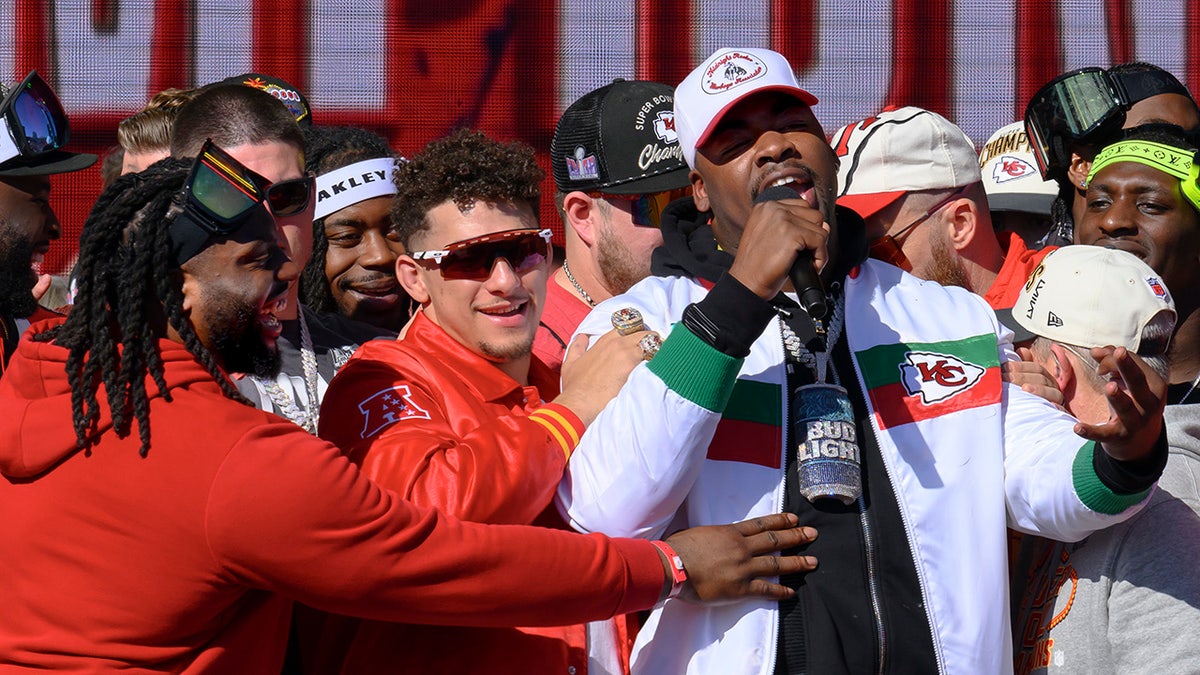 Chris Jones at the Super Bowl parade