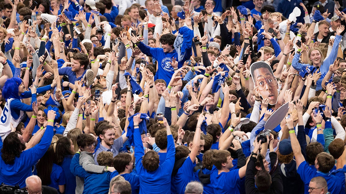 Creighton fans storm the court