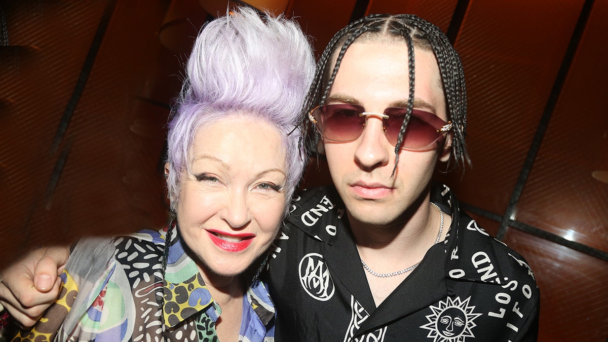 Cyndi Lauper with her son