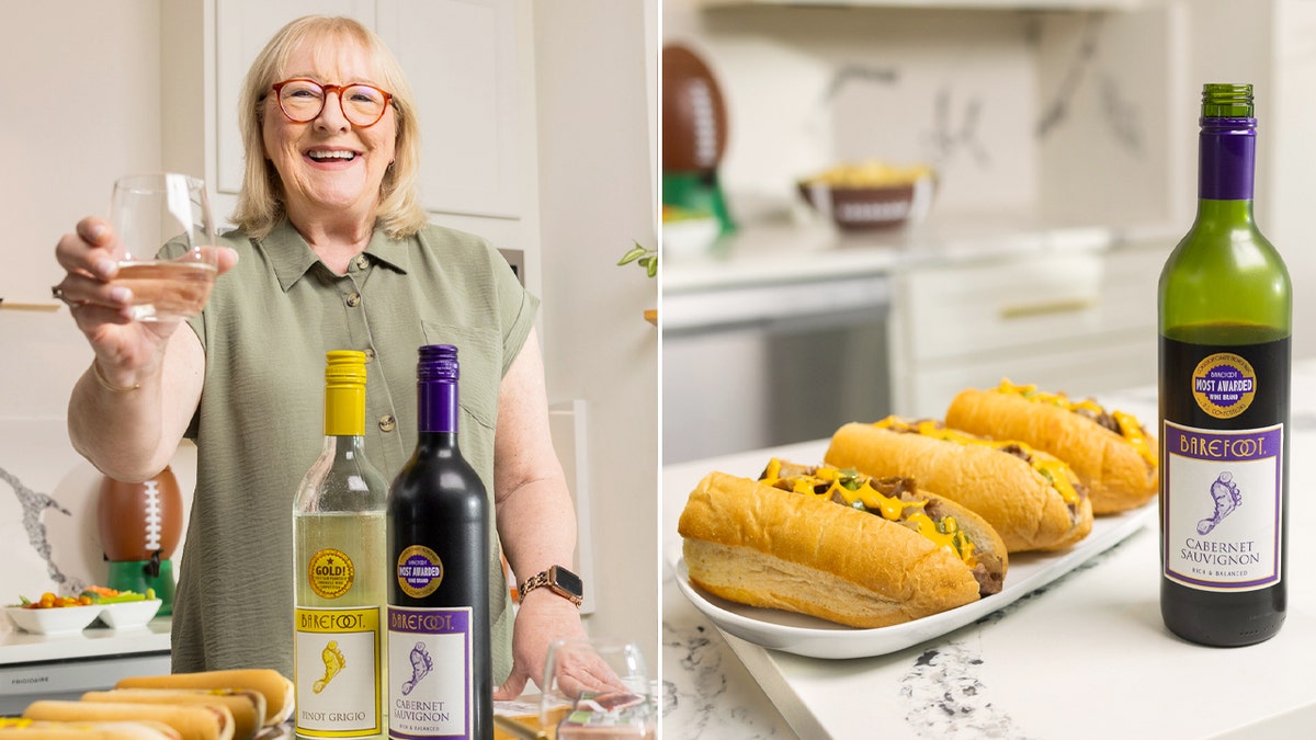 Donna Kelce hot dogs and wine