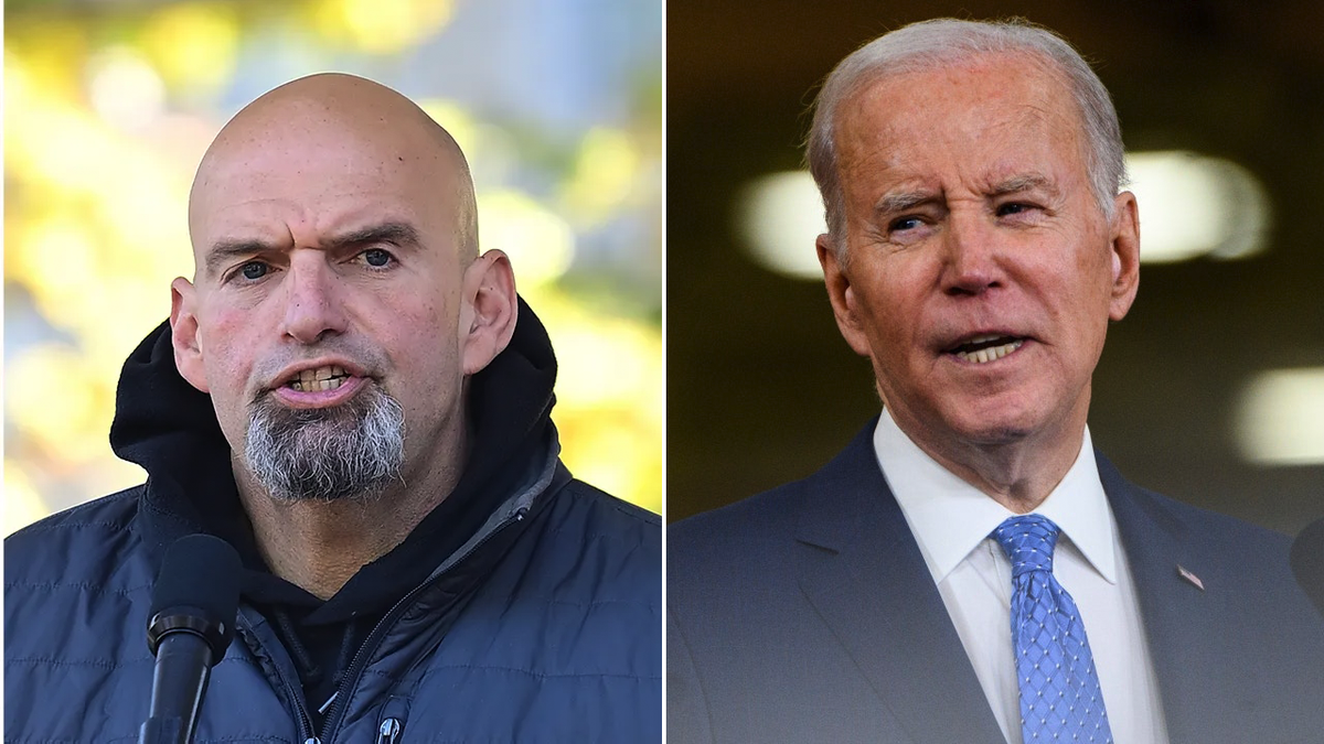 John Fetterman and Joe Biden split image