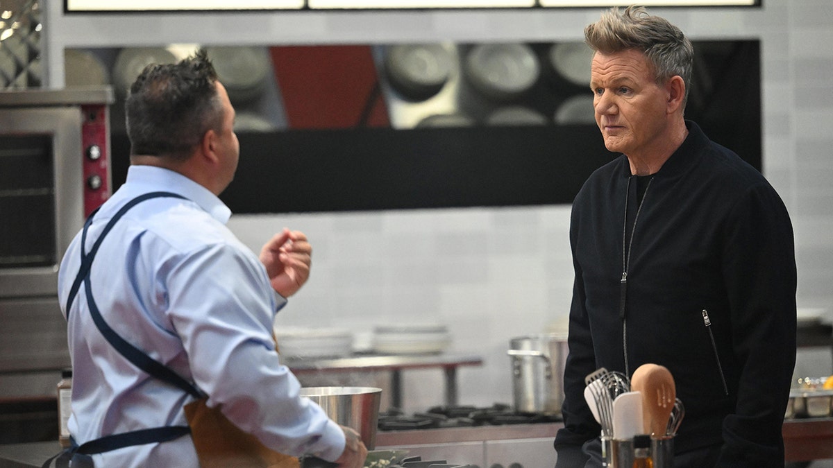 Contestant Vincent and Gordon Ramsay in the season premiere episode of Next Level Chef.