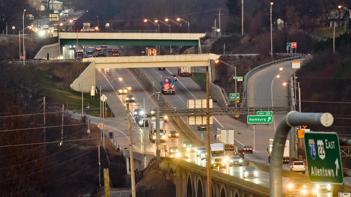 Traffic On Highway At Dusk In Pennsylvania