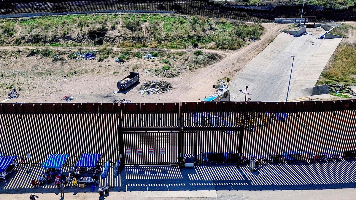 Aerial view of the San Diego border wall