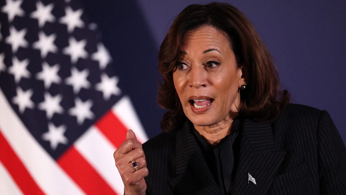 Kamala Harris speaks during AI conference in England