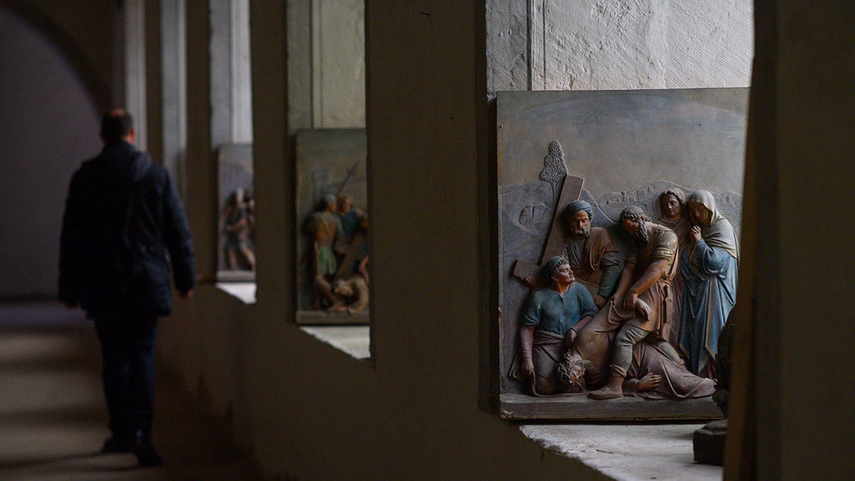 stations of the cross in a church