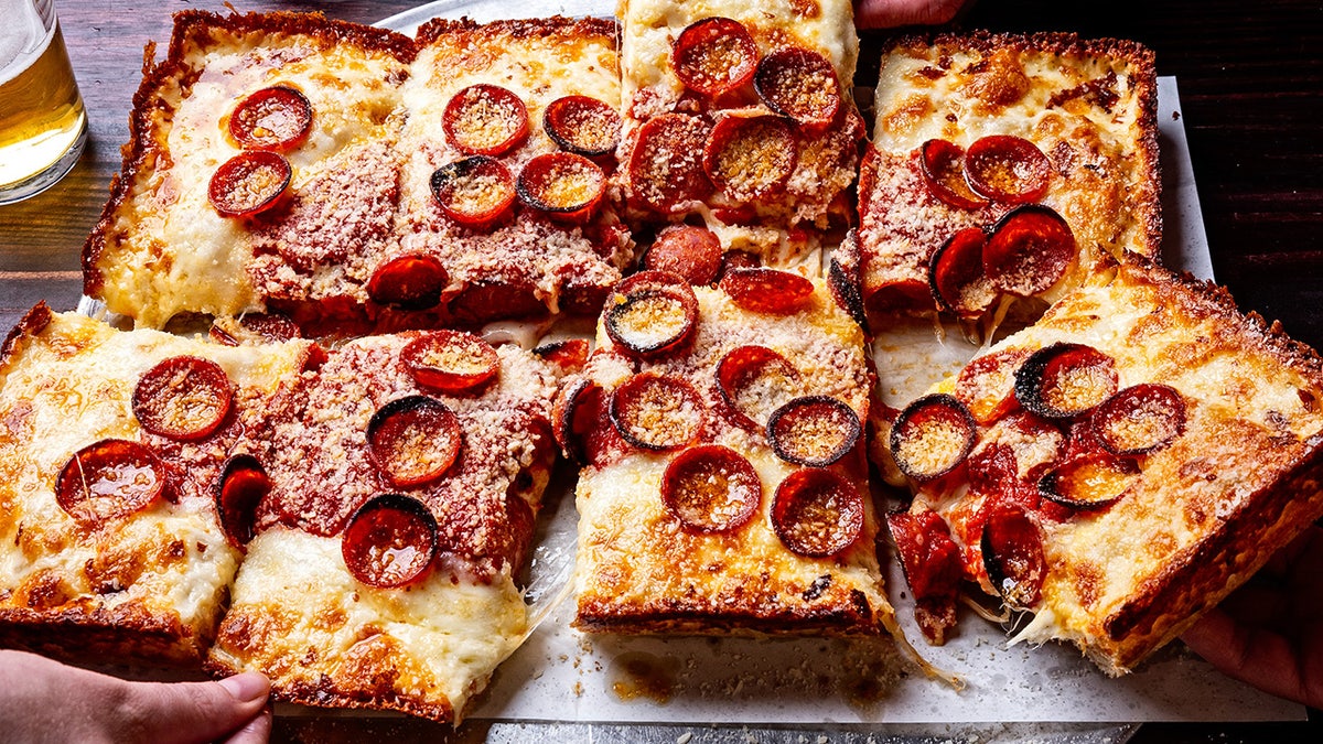 Pepperoni pizza square