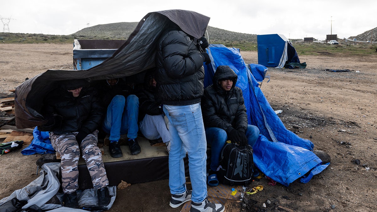 Migrants camp out in Jacumba, California