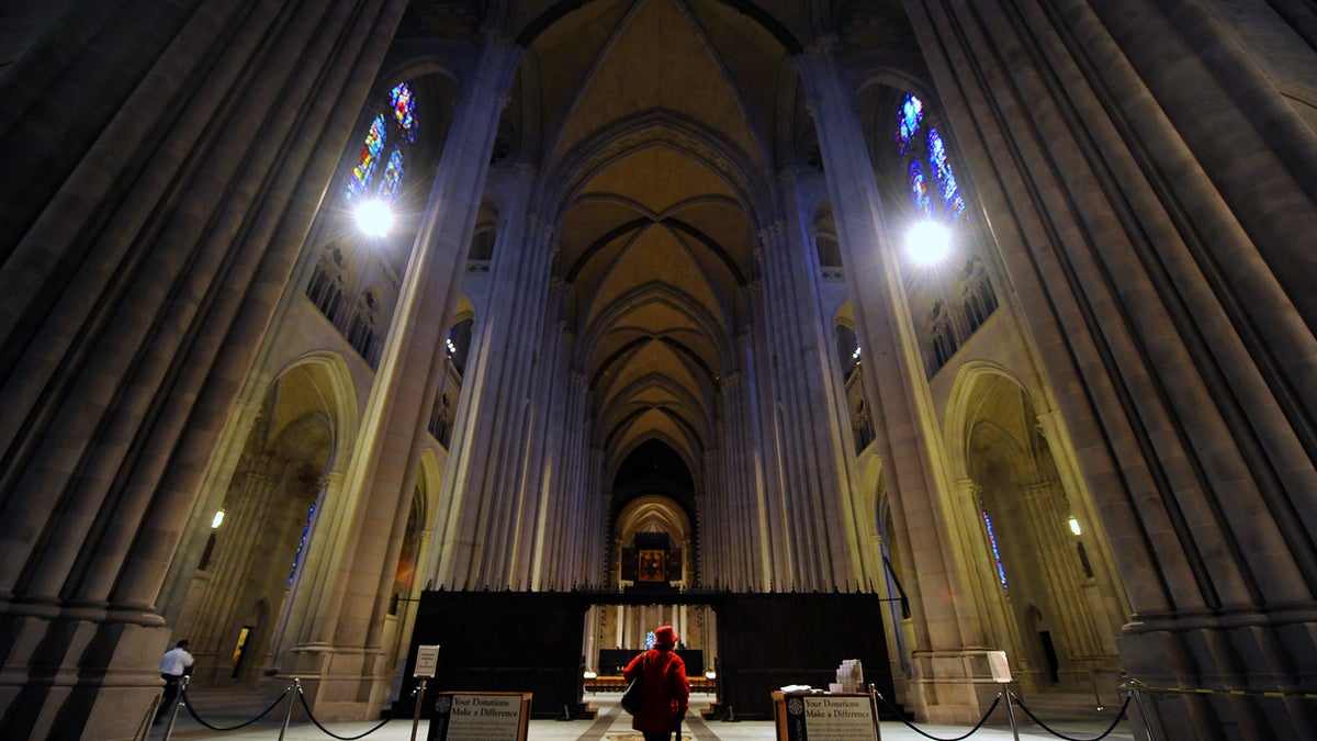 The interior view of the Cathedral of St. John the Divine