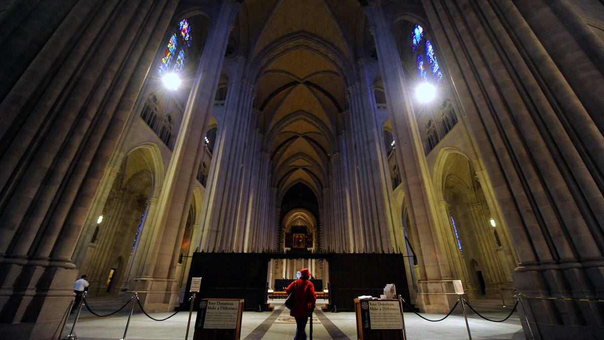 The interior view of the Cathedral of St. John the Divine