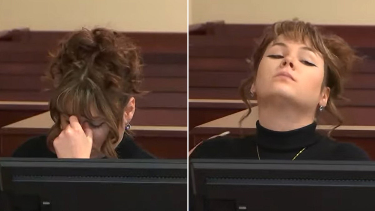 Hannah Gutierrez Reed reacts to photos in court