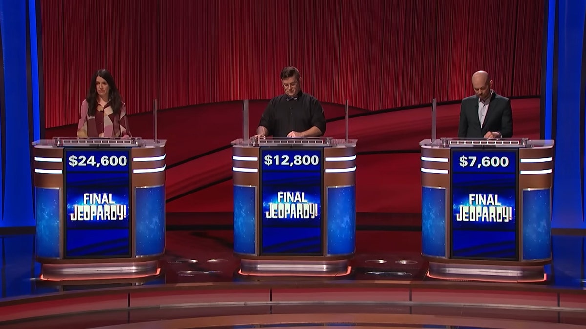 "Jeopardy!" contestants during Final Jeopardy!