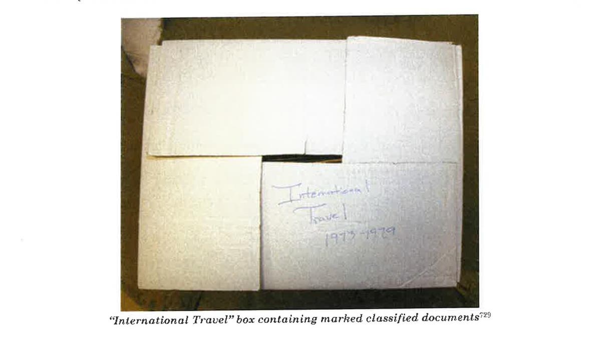 This image from Special Council Robert Hur’s investigation released by the Department of Justice on Thursday, February 8, 2024 shows Joe Biden’s box labeled as 