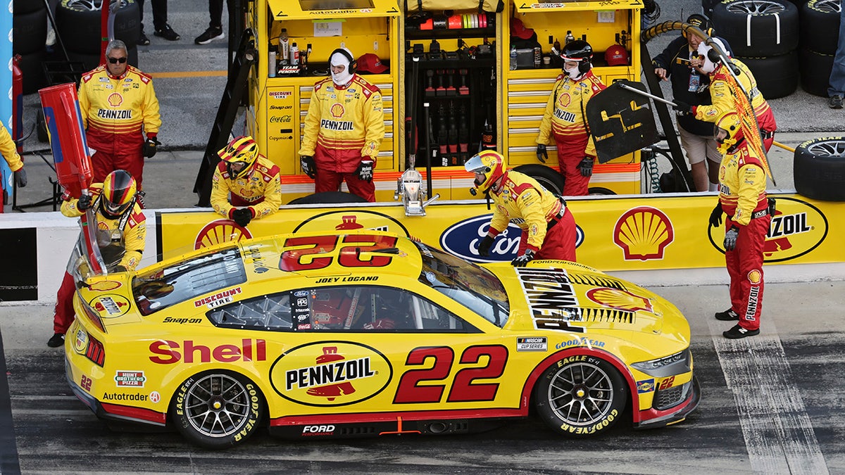Joey Logano in the pits