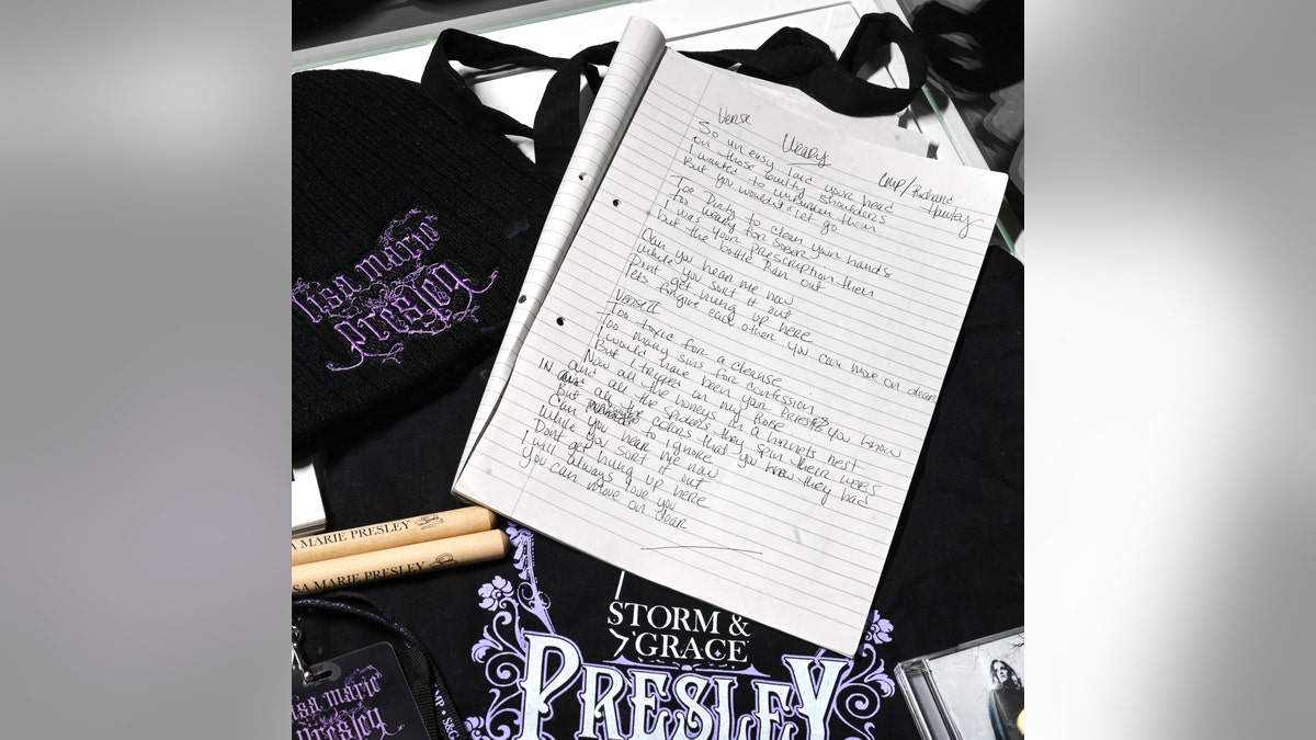 Handwritten lyrics by Lisa Marie Presley