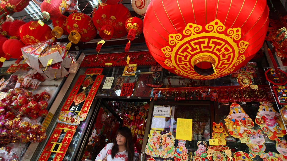A shop in Bangkok sells seasonal items for Chinese New Year