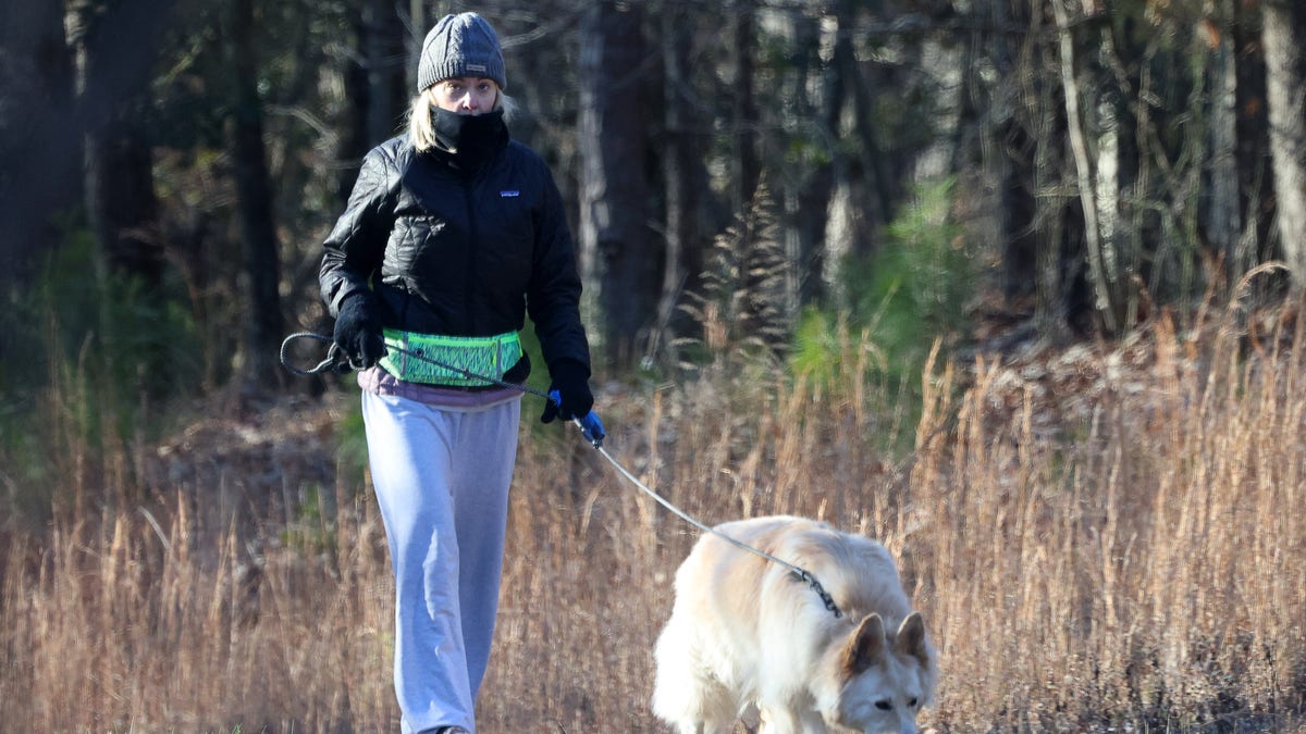 Kate Gosselin walking her dog in North Carolina