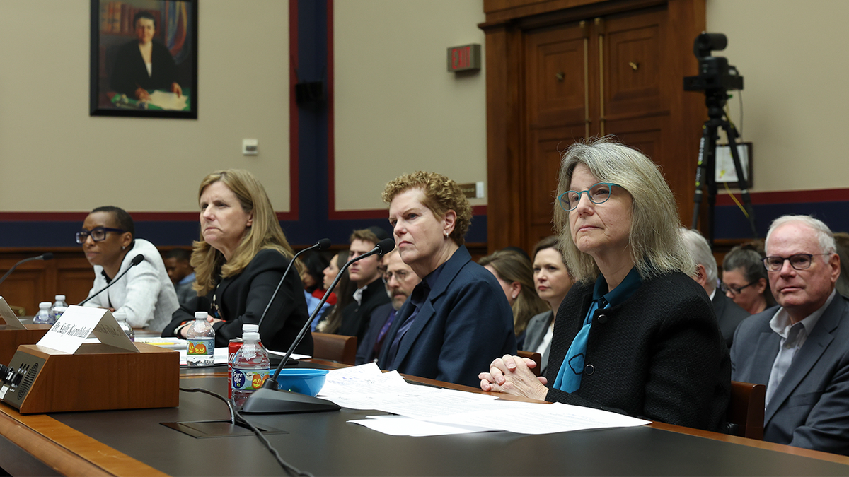 college administrators at table in antisemitism hearing on Capitol HIll