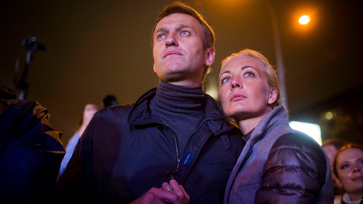 Alexei Navalny and his wife in Moscow, Russia