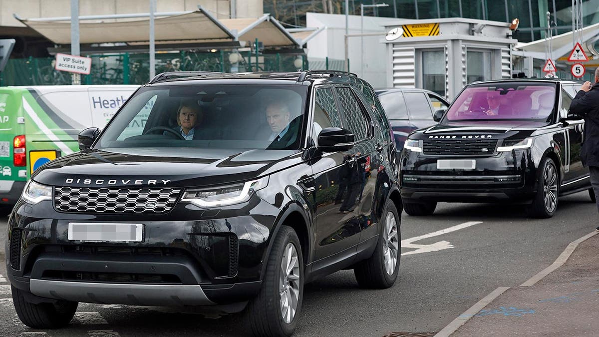 A blacked out vehicle at Heathrow Airport reportedly has Prince Harry inside