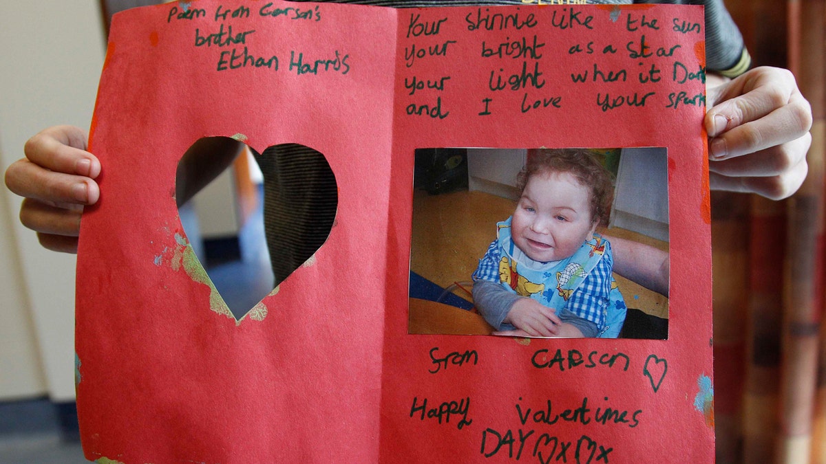 Valentine's Day card made by boy at Alder Hey Children's Hospital