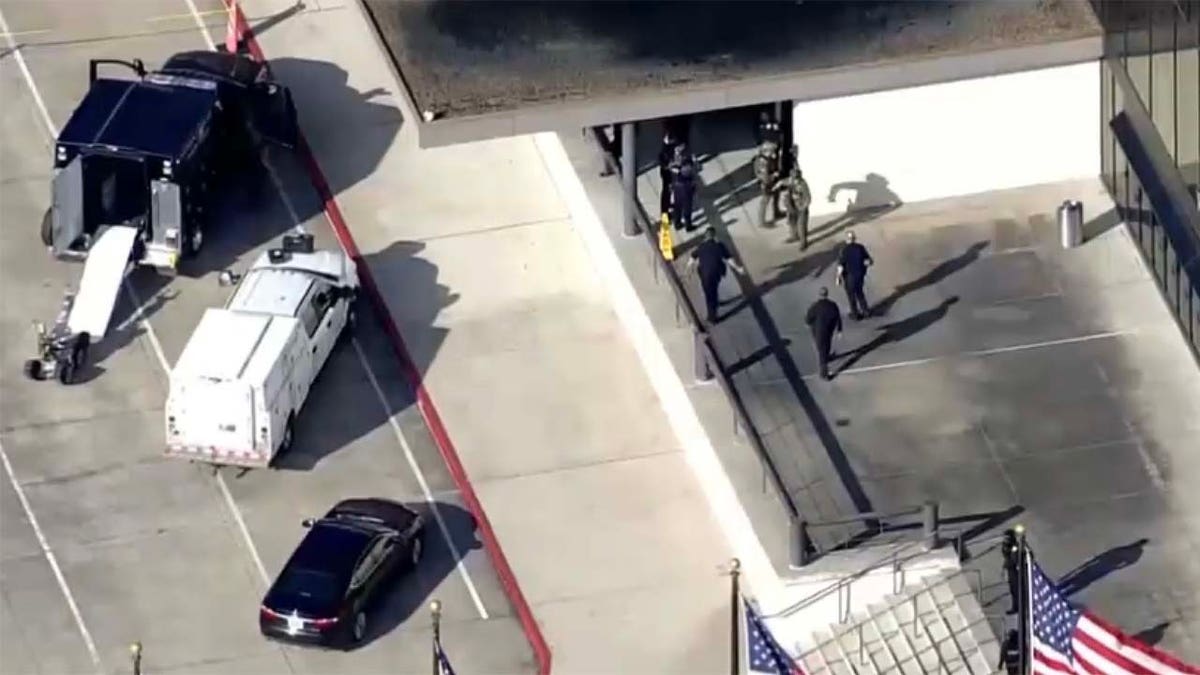 Aerials of shooting scene