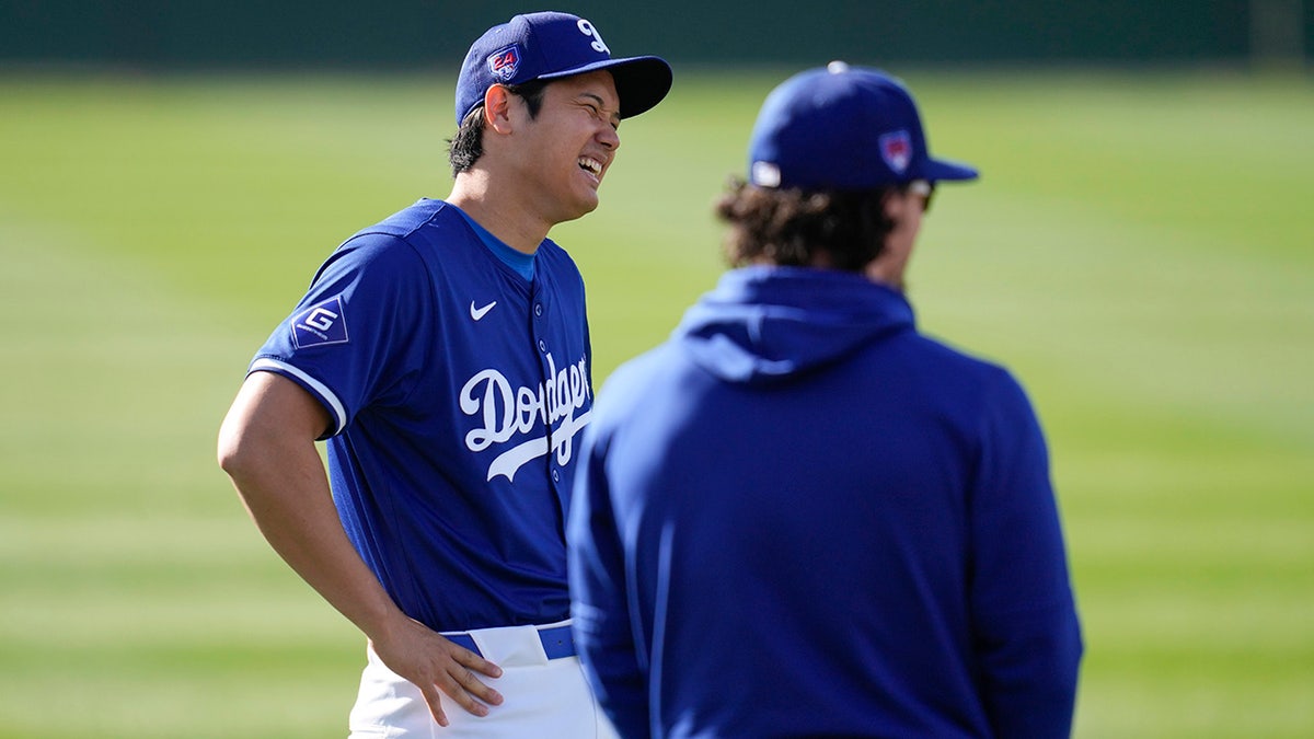 Shohei Ohtani laughs