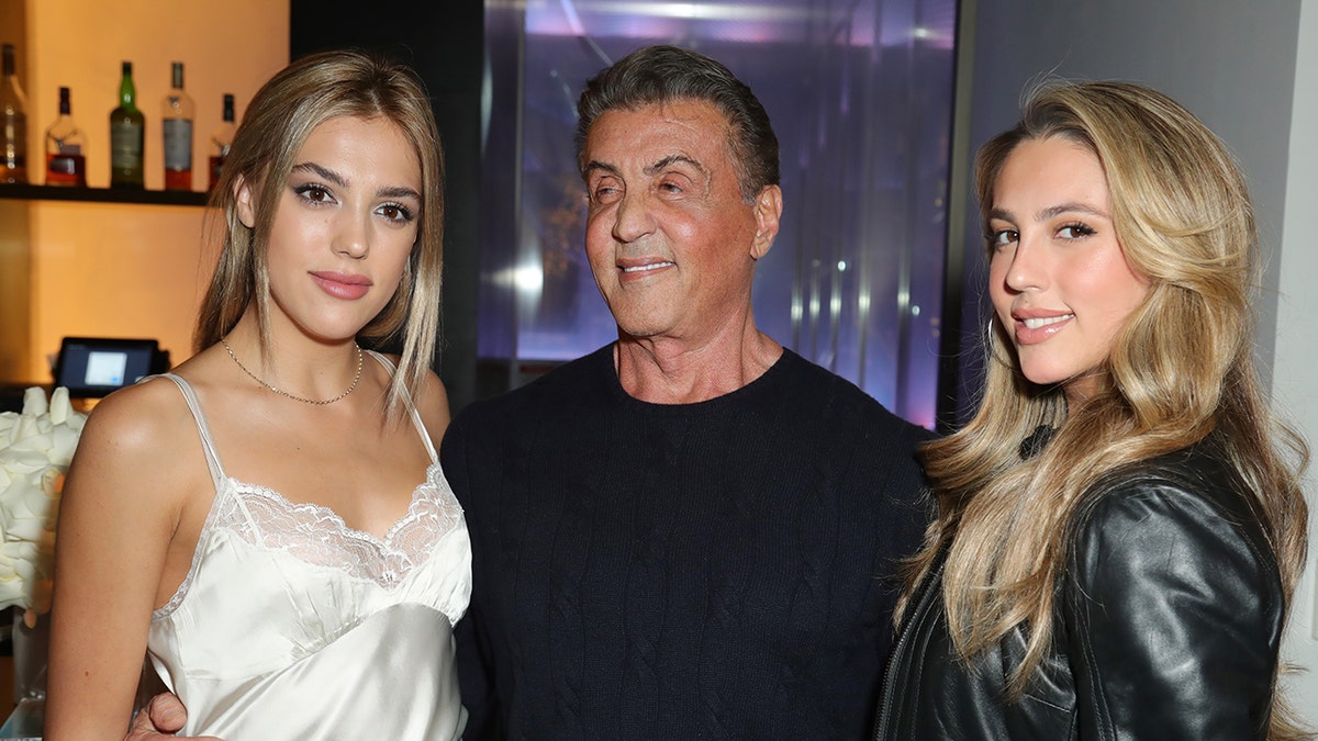 Sistine Stallone, Sylvester Stallone and Sophia Stallone posing together