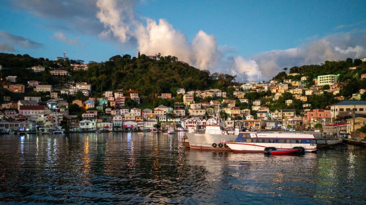 An image of boats in the harbor of St. George's, Grenada. 