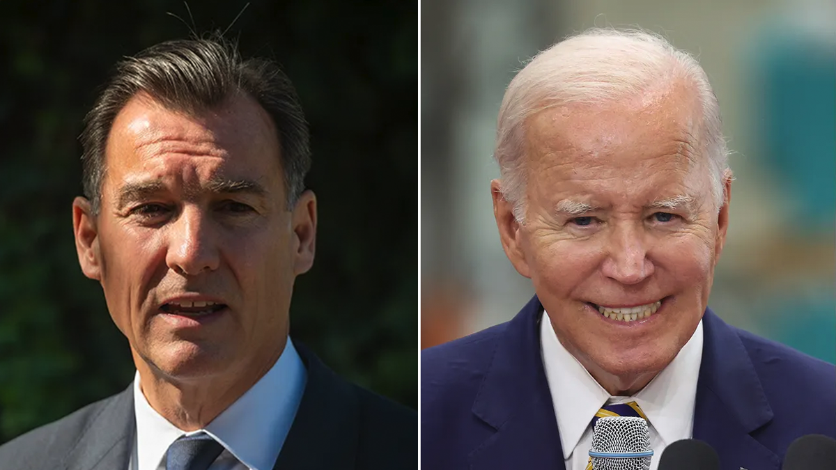 Tom Suozzi and Joe Biden split image