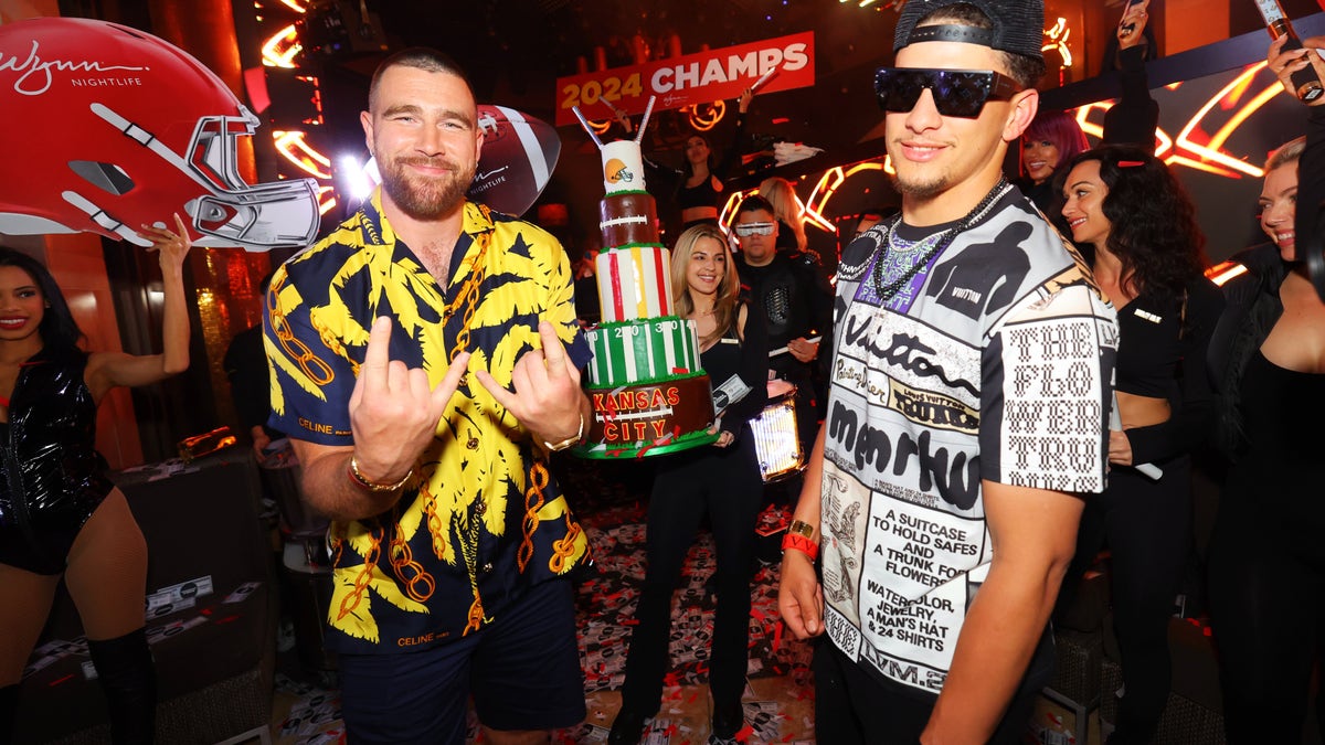 Travis Kelce and Patrick Mahomes at XS Nightclub