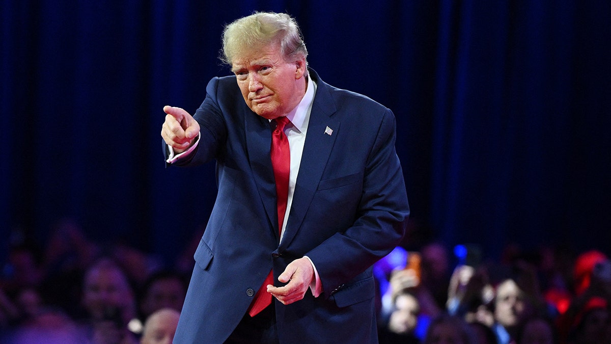 Donald Trump pointing at audience