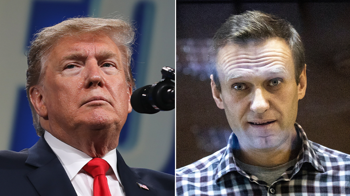 Former President Donald Trump and Alexei Navalny split image