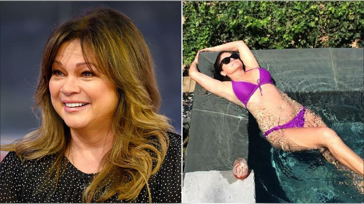 A split of Valerie Bertinelli smiling and her in a bikini