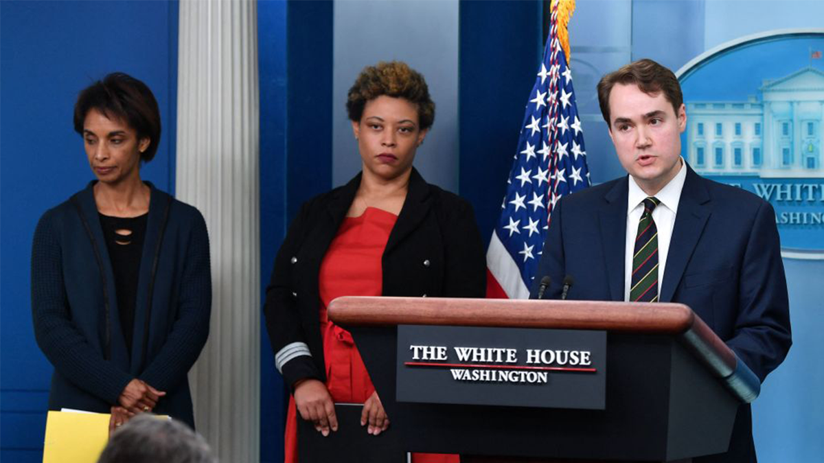 Deputy Press Secretary Andrew Bates speaks during a press briefing