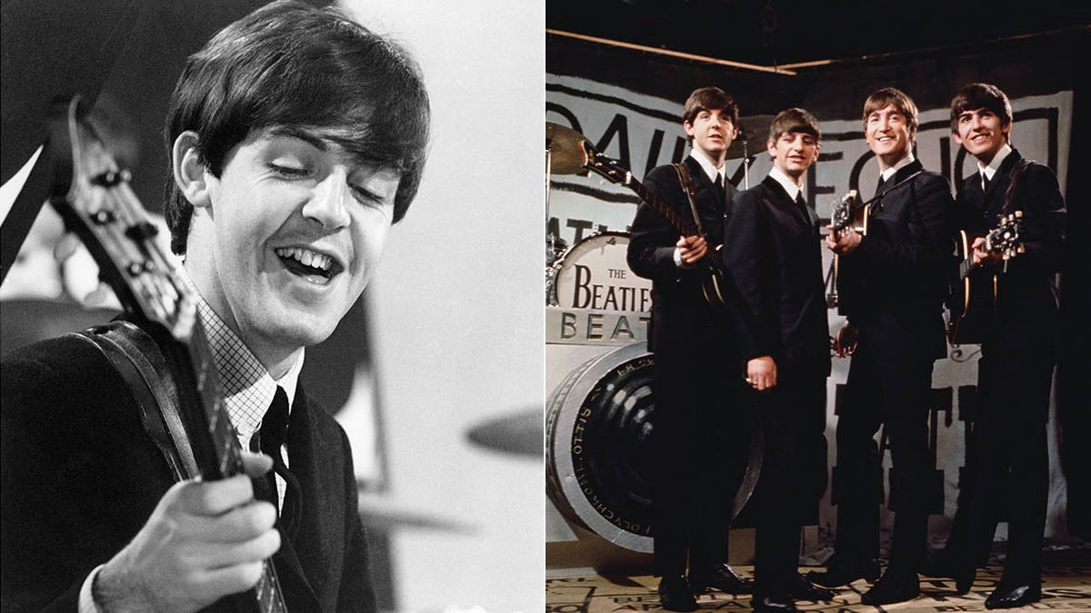 Paul McCartney on bass/Beatles in 1963.