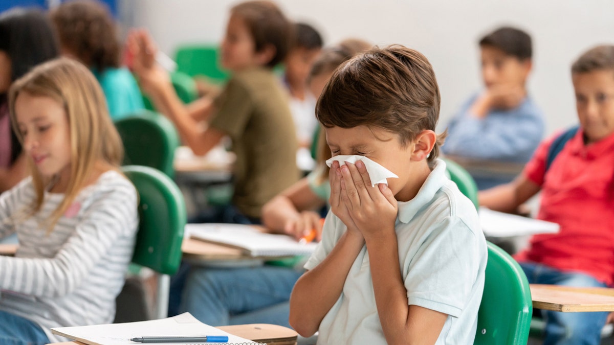 Boy sick at school