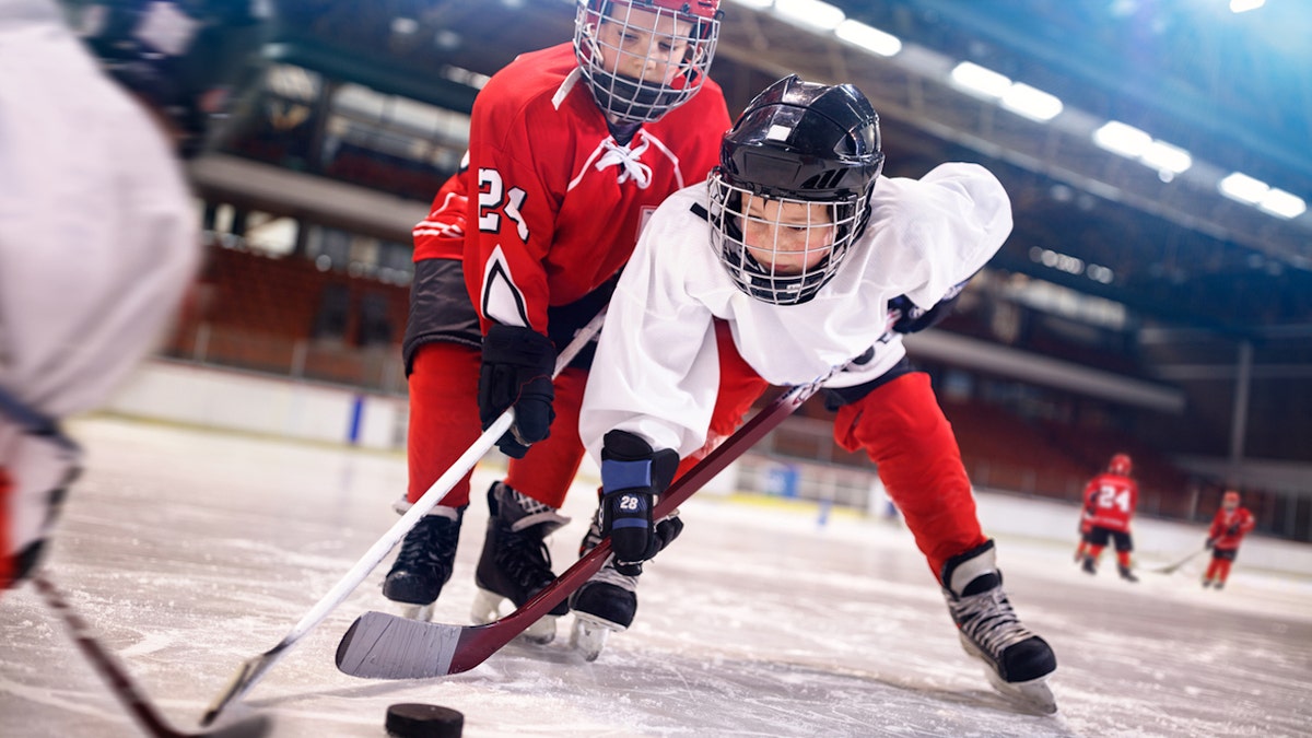 Boys playing hockey