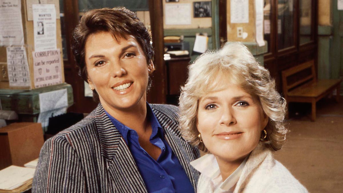 Tyne Daly and Sharon Gless on the set of Cagney & Lacey