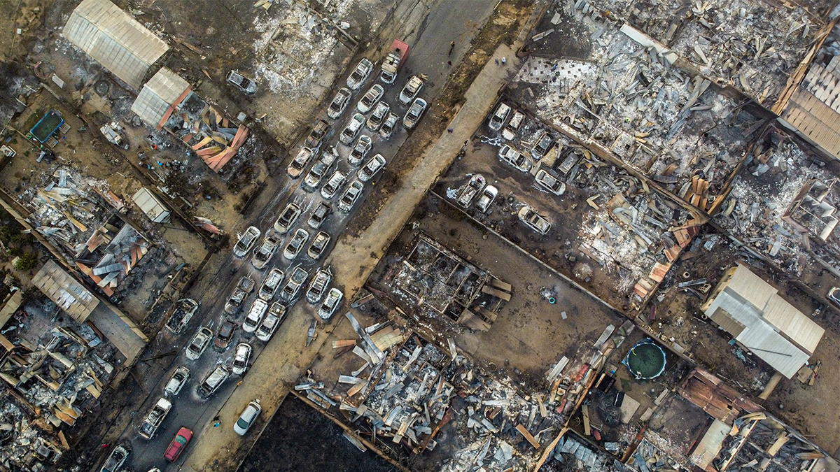 Burnt cars in Chile
